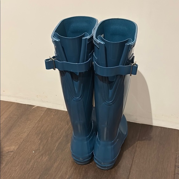 Hunter Women Blue Sparkling Shiny Gloss Rain Boots Size 6 - Picture 6 of 9